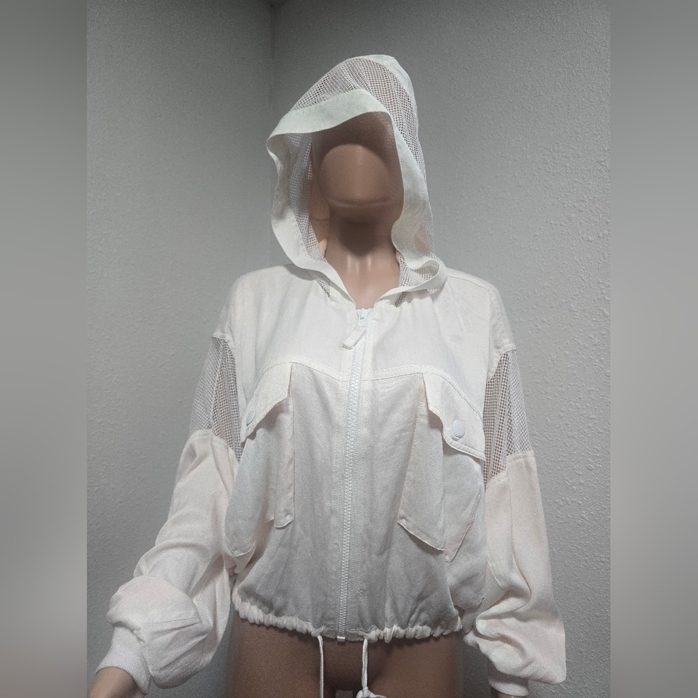 Women's White Hooded Jacket
